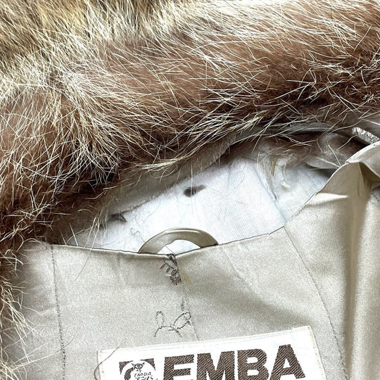 EMBA coat fur gold Leopard Cat Half length Women 11 Used Authentic