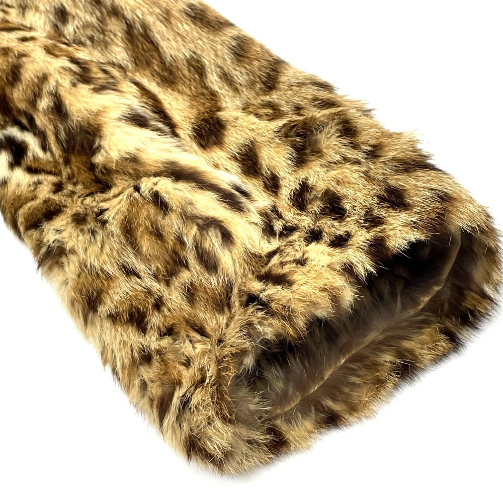 EMBA coat fur gold Leopard Cat Half length Women 11 Used Authentic