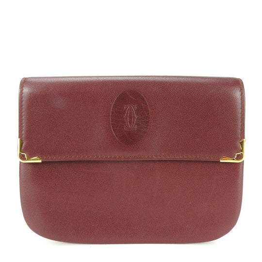 CARTIER Pouch leather Bordeaux Must Line Women Used Authentic