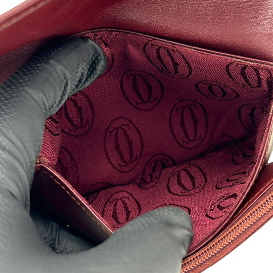CARTIER Pouch leather Bordeaux Must Line Women Used Authentic