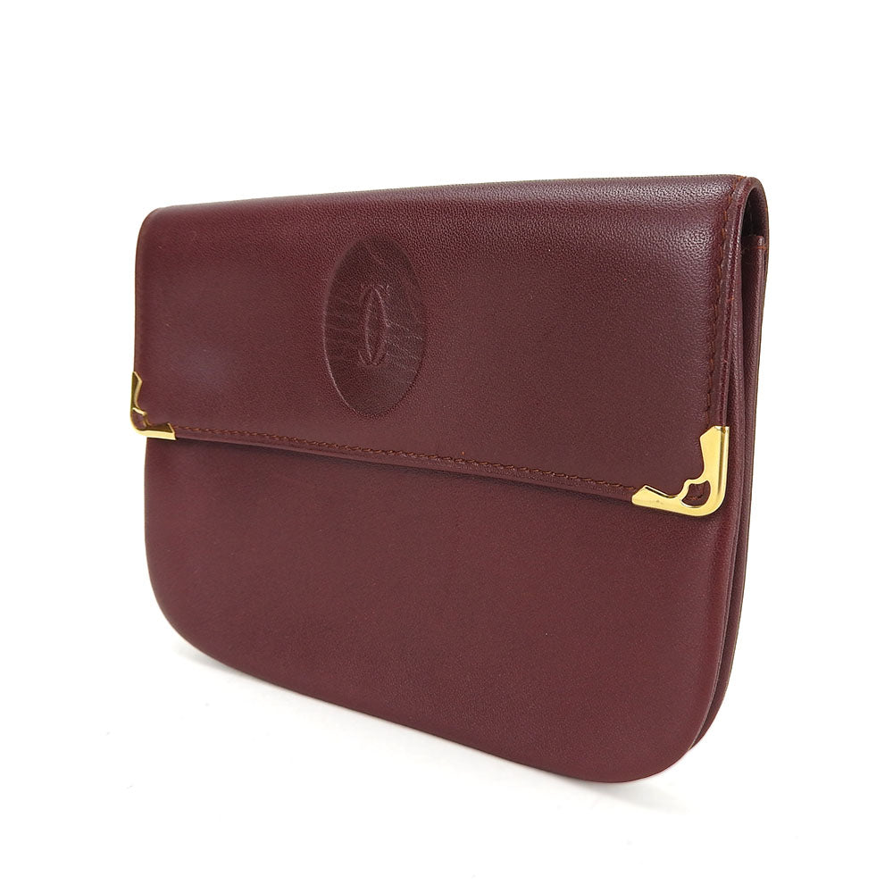 CARTIER Pouch leather Bordeaux Must Line Women Used Authentic