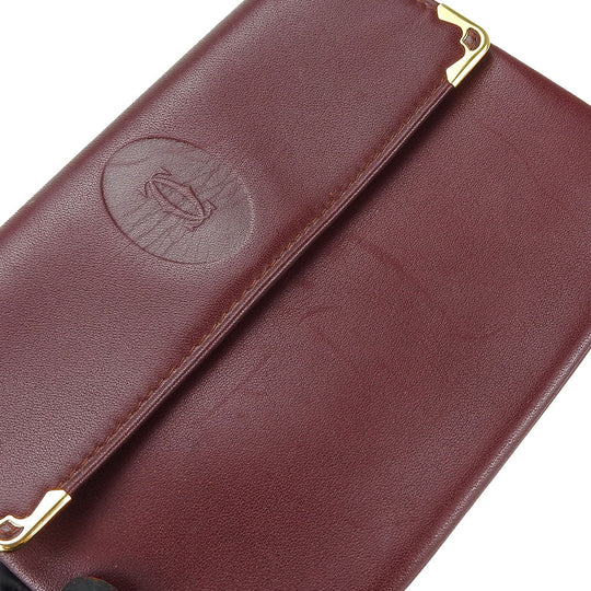 CARTIER Pouch leather Bordeaux Must Line Women Used Authentic