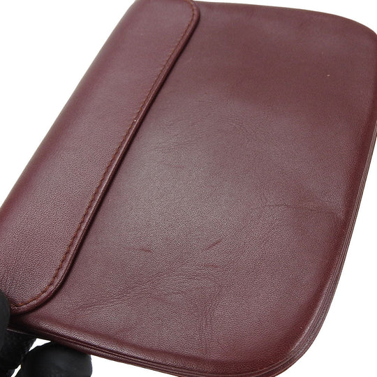 CARTIER Pouch leather Bordeaux Must Line Women Used Authentic