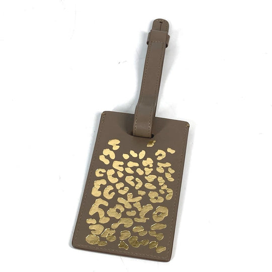 CARTIER Name tag leather beige PANTHERE Leopard unisex(Unisex) Used Authentic