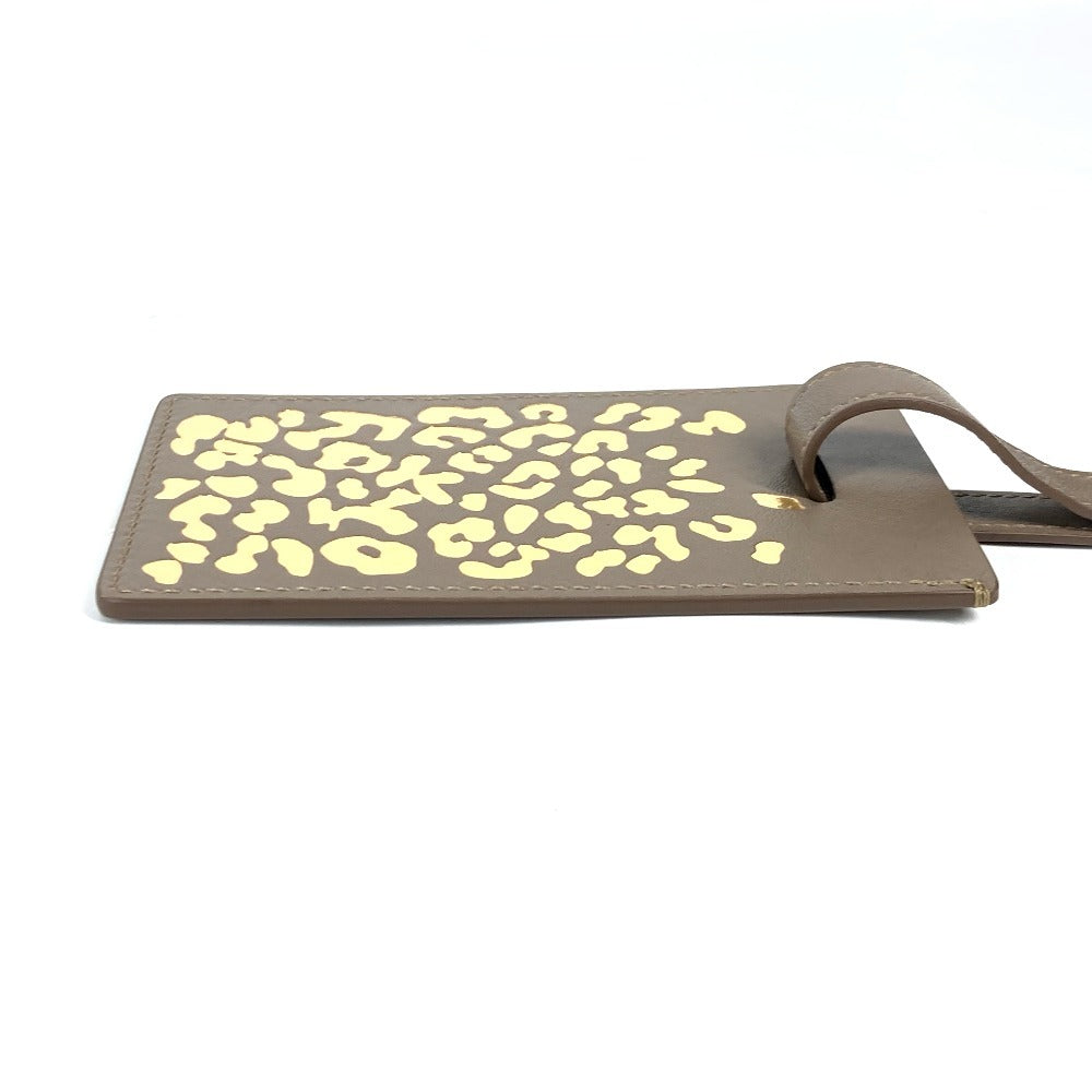 CARTIER Name tag leather beige PANTHERE Leopard unisex(Unisex) Used Authentic