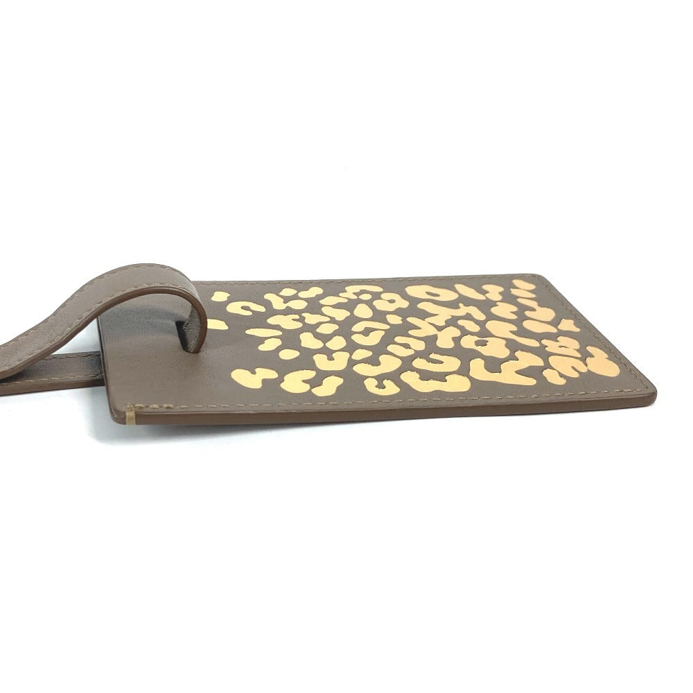 CARTIER Name tag leather beige PANTHERE Leopard unisex(Unisex) Used Authentic