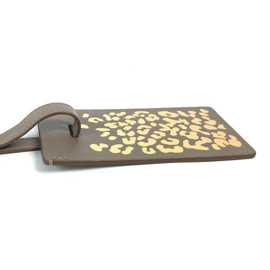 CARTIER Name tag leather beige PANTHERE Leopard unisex(Unisex) Used Authentic