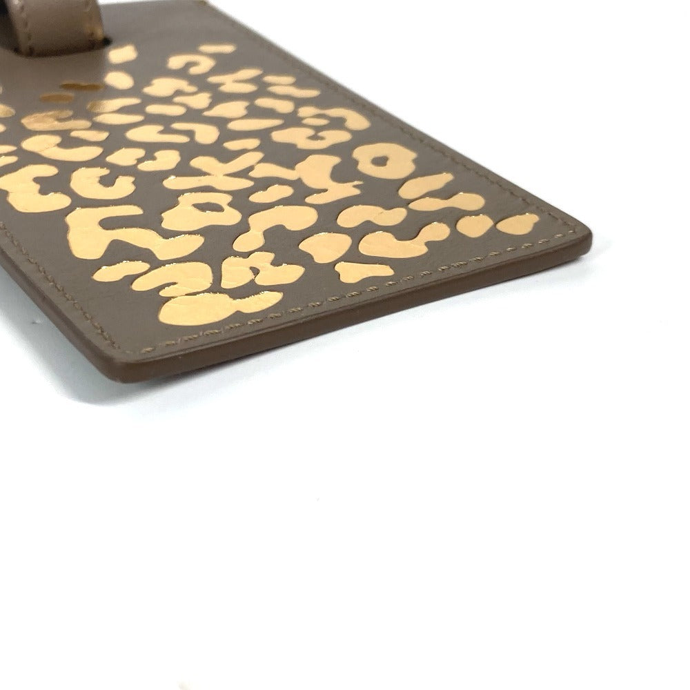CARTIER Name tag leather beige PANTHERE Leopard unisex(Unisex) Used Authentic