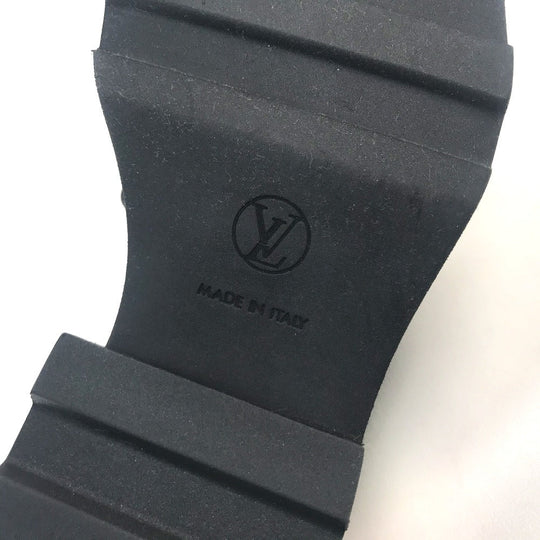 LOUIS VUITTON boots 1A8D3E Jacquard, Leather black LV Bobur Line Derby Chunky heel Women 37 Used Authentic