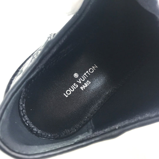 LOUIS VUITTON boots 1A8D3E Jacquard, Leather black LV Bobur Line Derby Chunky heel Women 37 Used Authentic