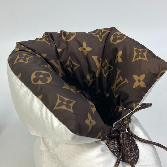 LOUIS VUITTON boots 1A8T3W Nylon, Nylon White x brown Shoe Monogram Pillow Line Ankle Boots Women 37 Used Authentic