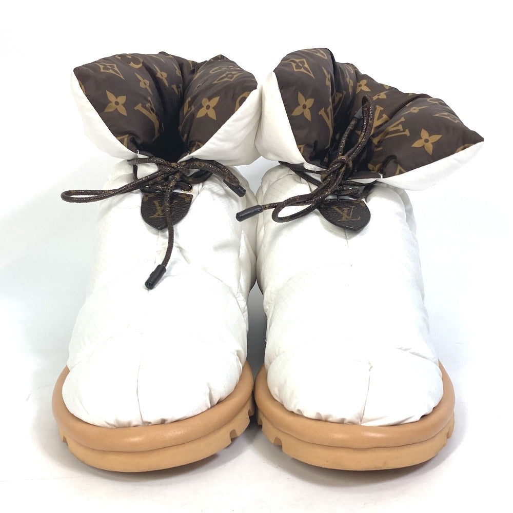 LOUIS VUITTON boots 1A8T3W Nylon, Nylon White x brown Shoe Monogram Pillow Line Ankle Boots Women 37 Used Authentic