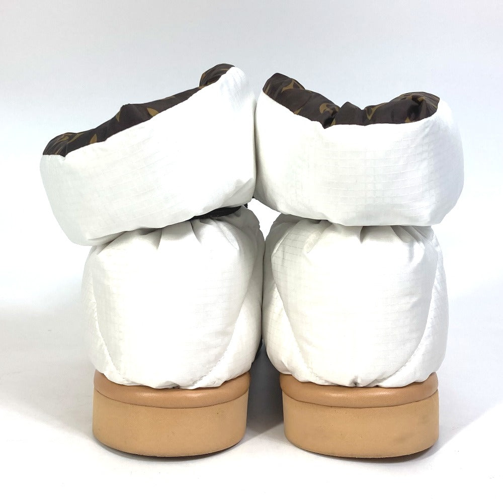 LOUIS VUITTON boots 1A8T3W Nylon, Nylon White x brown Shoe Monogram Pillow Line Ankle Boots Women 37 Used Authentic