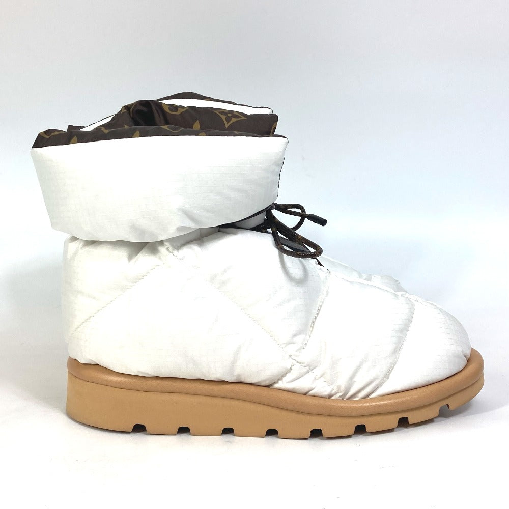 LOUIS VUITTON boots 1A8T3W Nylon, Nylon White x brown Shoe Monogram Pillow Line Ankle Boots Women 37 Used Authentic