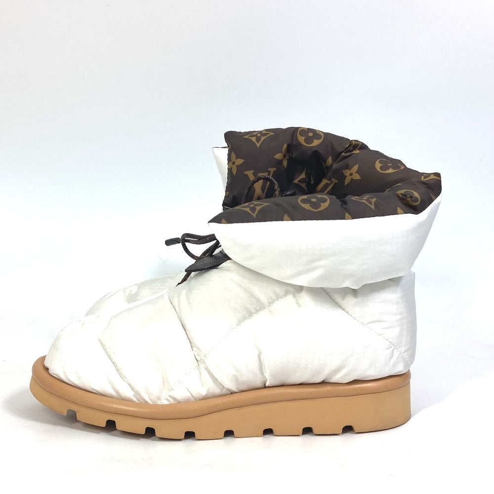 LOUIS VUITTON boots 1A8T3W Nylon, Nylon White x brown Shoe Monogram Pillow Line Ankle Boots Women 37 Used Authentic