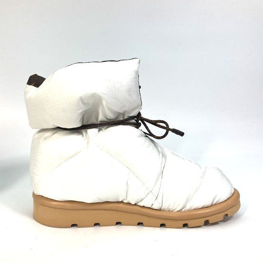 LOUIS VUITTON boots 1A8T3W Nylon, Nylon White x brown Shoe Monogram Pillow Line Ankle Boots Women 37 Used Authentic