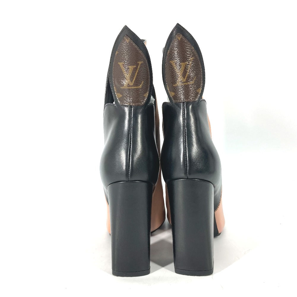 LOUIS VUITTON boots leather black shoes shoes monogram heels By color Women 35 Used Authentic