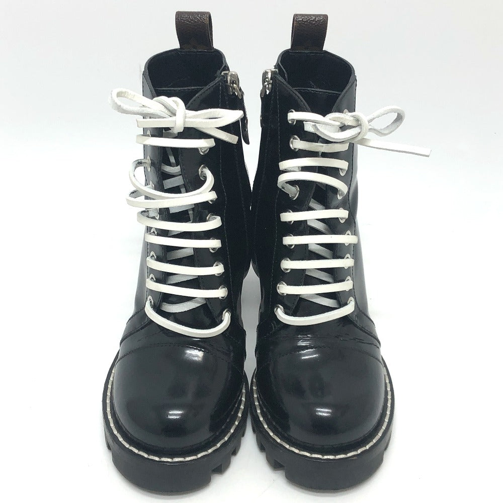 LOUIS VUITTON boots MA1117 leather black Star trail line Women 36.5 Used Authentic