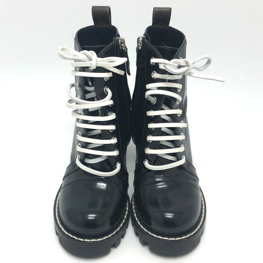LOUIS VUITTON boots MA1117 leather black Star trail line Women 36.5 Used Authentic