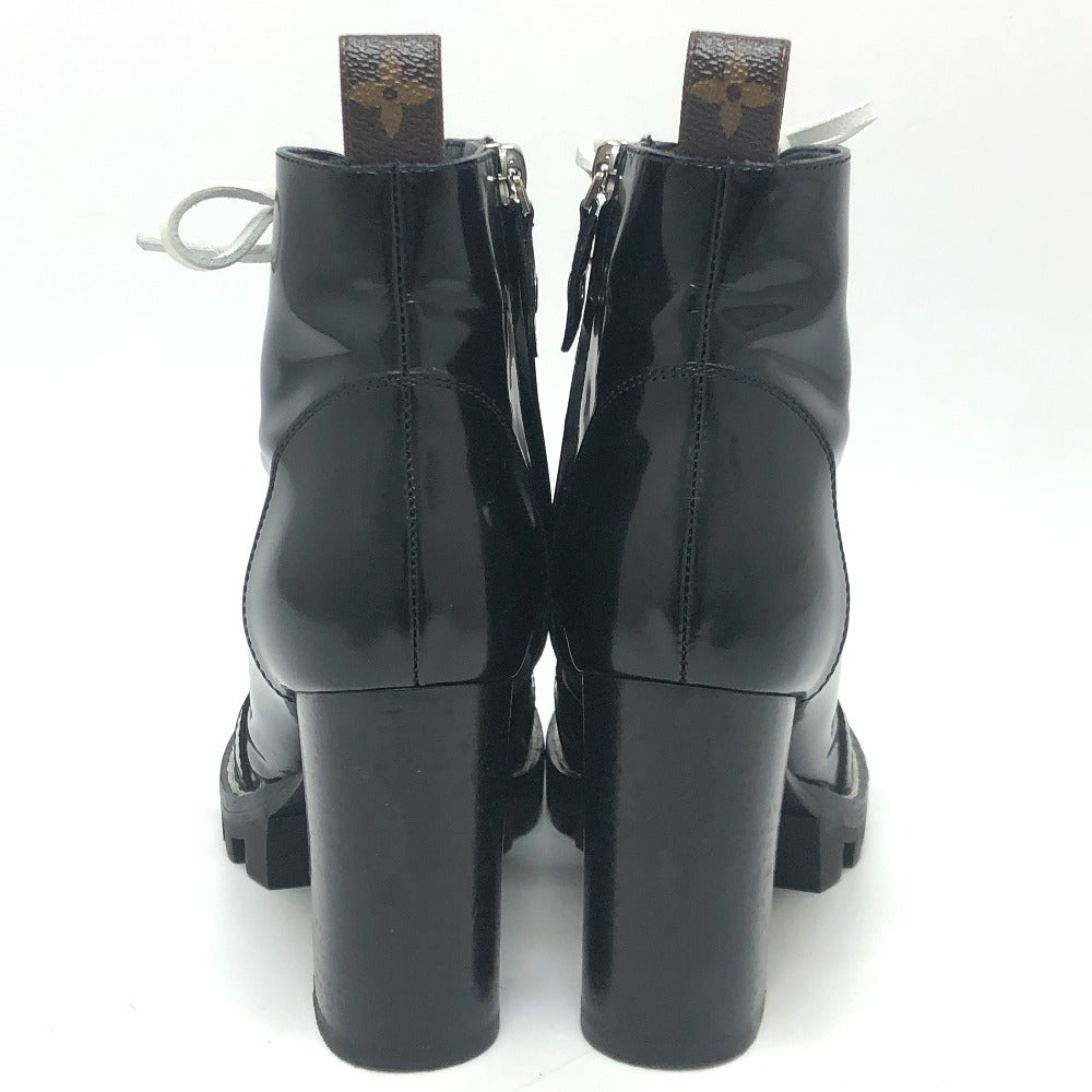 LOUIS VUITTON boots MA1117 leather black Star trail line Women 36.5 Used Authentic