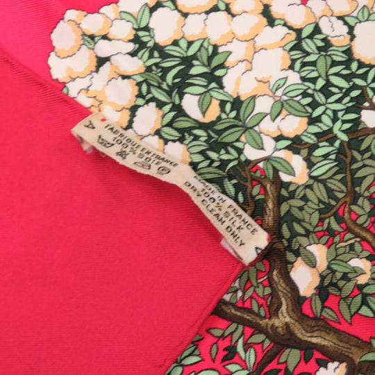HERMES scarf silk Red Carre90 Bonsai Beautiful Town Women Used Authentic