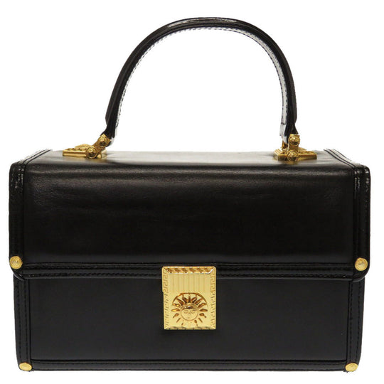 VERSACE Handbag leather black Sun sun vintage Women Used Authentic