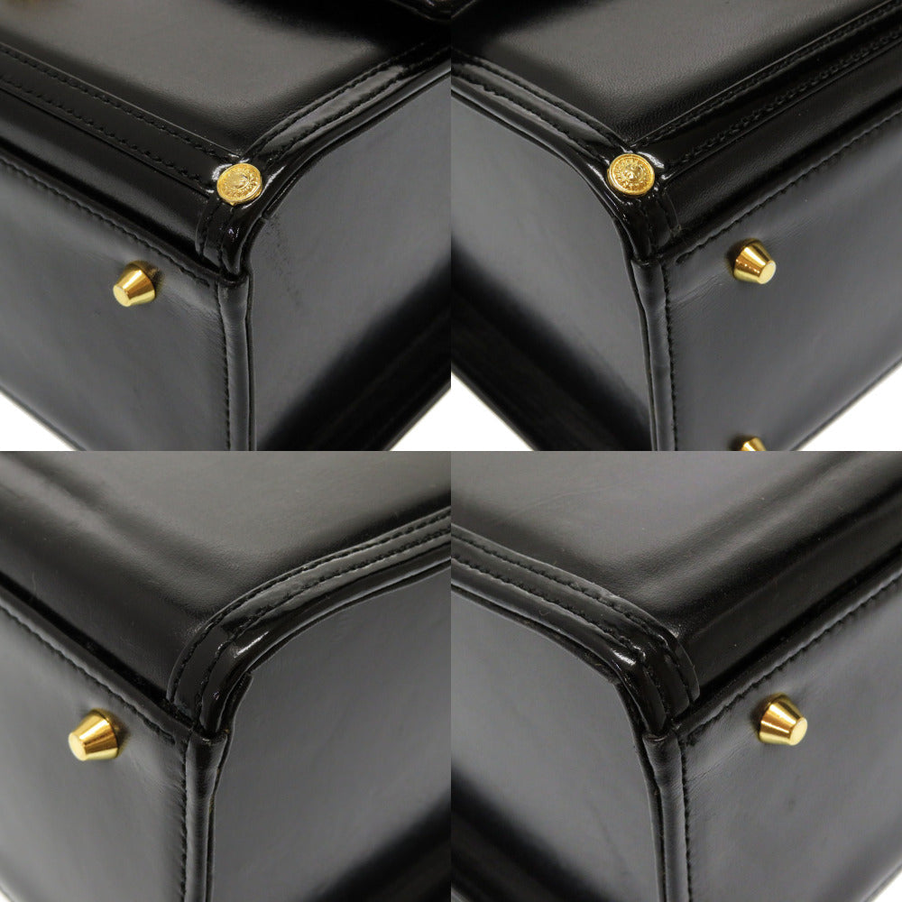 VERSACE Handbag leather black Sun sun vintage Women Used Authentic