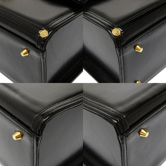 VERSACE Handbag leather black Sun sun vintage Women Used Authentic