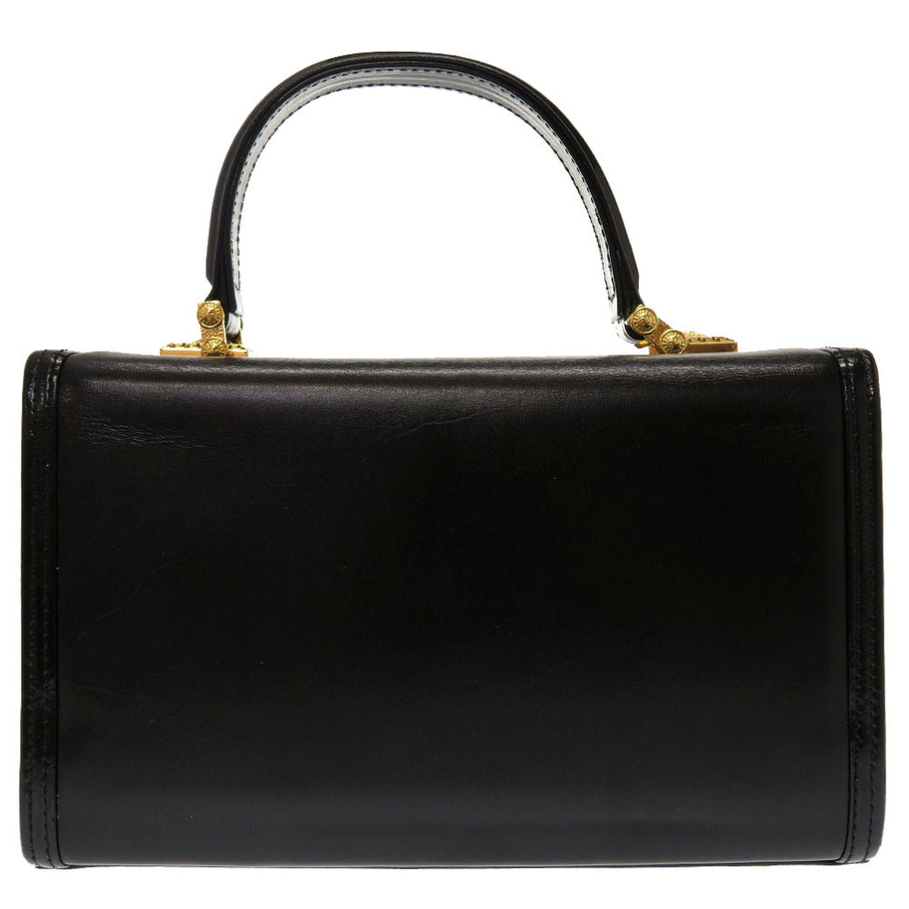 VERSACE Handbag leather black Sun sun vintage Women Used Authentic