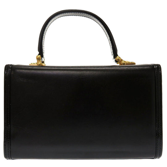 VERSACE Handbag leather black Sun sun vintage Women Used Authentic