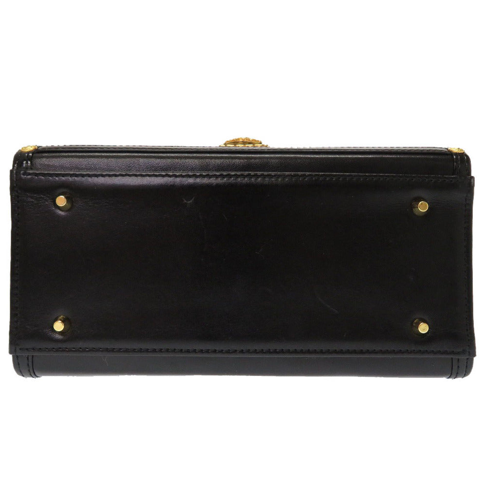 VERSACE Handbag leather black Sun sun vintage Women Used Authentic