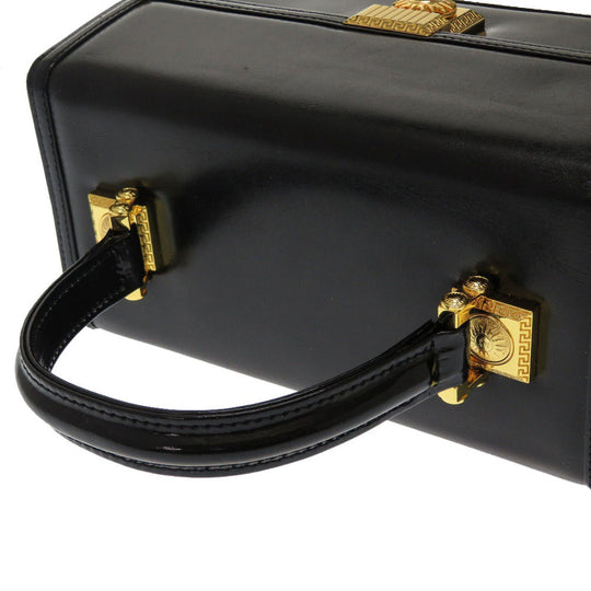 VERSACE Handbag leather black Sun sun vintage Women Used Authentic
