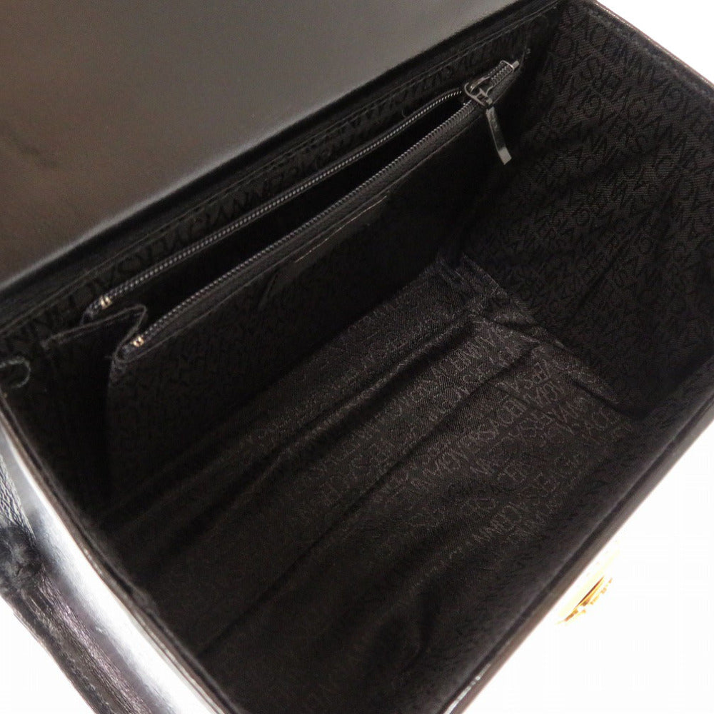 VERSACE Handbag leather black Sun sun vintage Women Used Authentic