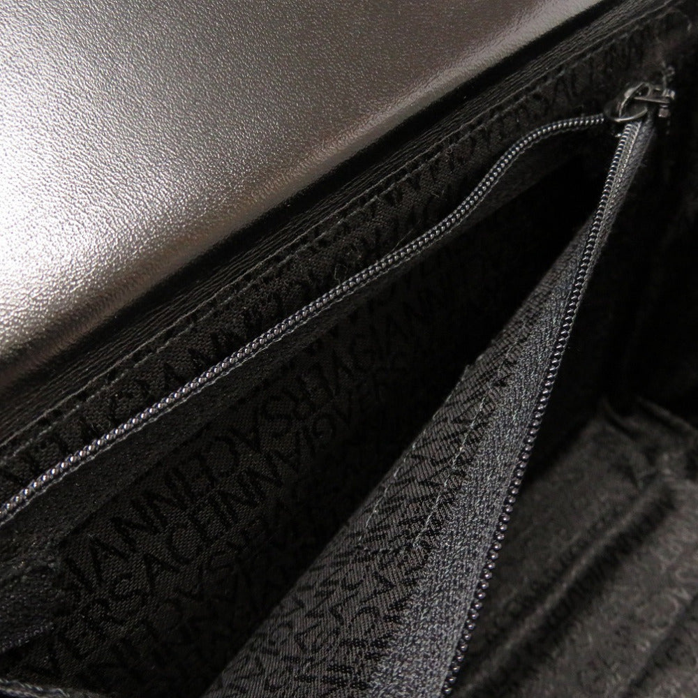 VERSACE Handbag leather black Sun sun vintage Women Used Authentic