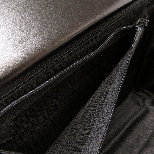 VERSACE Handbag leather black Sun sun vintage Women Used Authentic