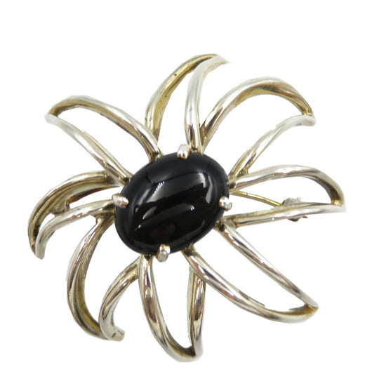 TIFFANY&Co. Brooch Silver925, Onyx Silver Fireworks Women Used Authentic