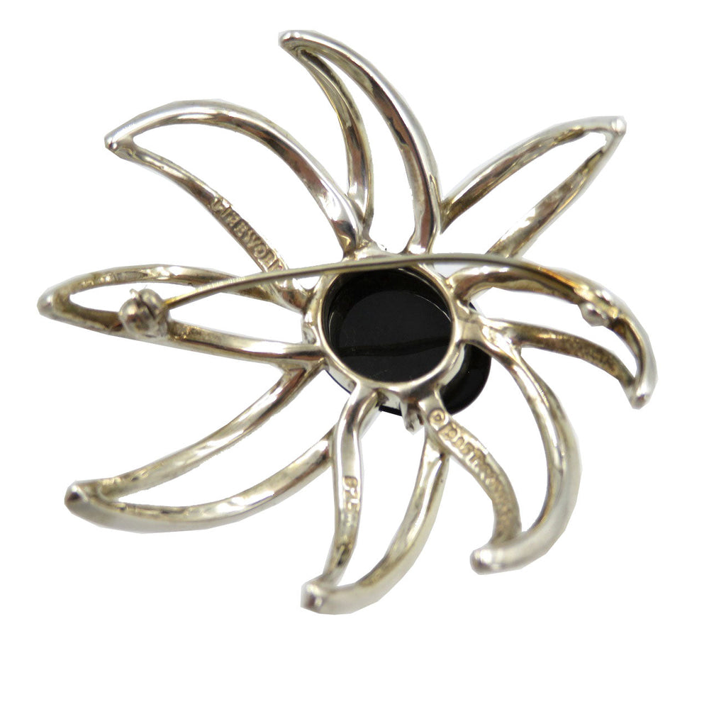 TIFFANY&Co. Brooch Silver925, Onyx Silver Fireworks Women Used Authentic