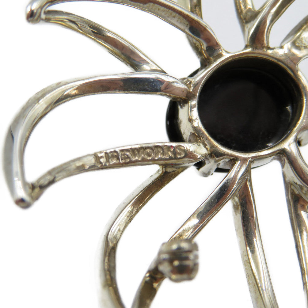 TIFFANY&Co. Brooch Silver925, Onyx Silver Fireworks Women Used Authentic