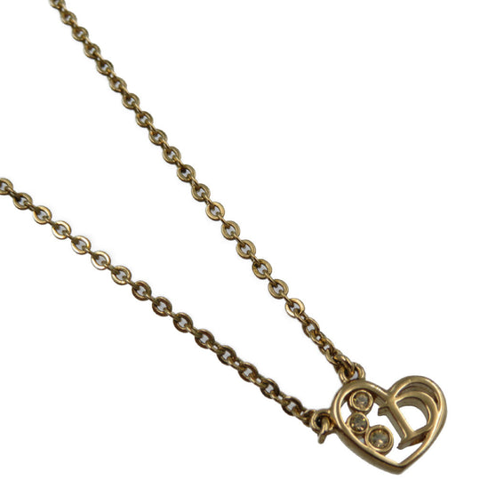 Christian Dior Necklace Metal, Rhinestone gold Women Used Authentic