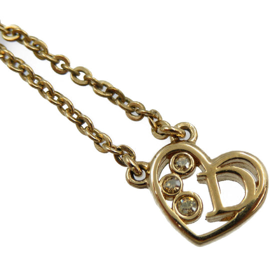 Christian Dior Necklace Metal, Rhinestone gold Women Used Authentic