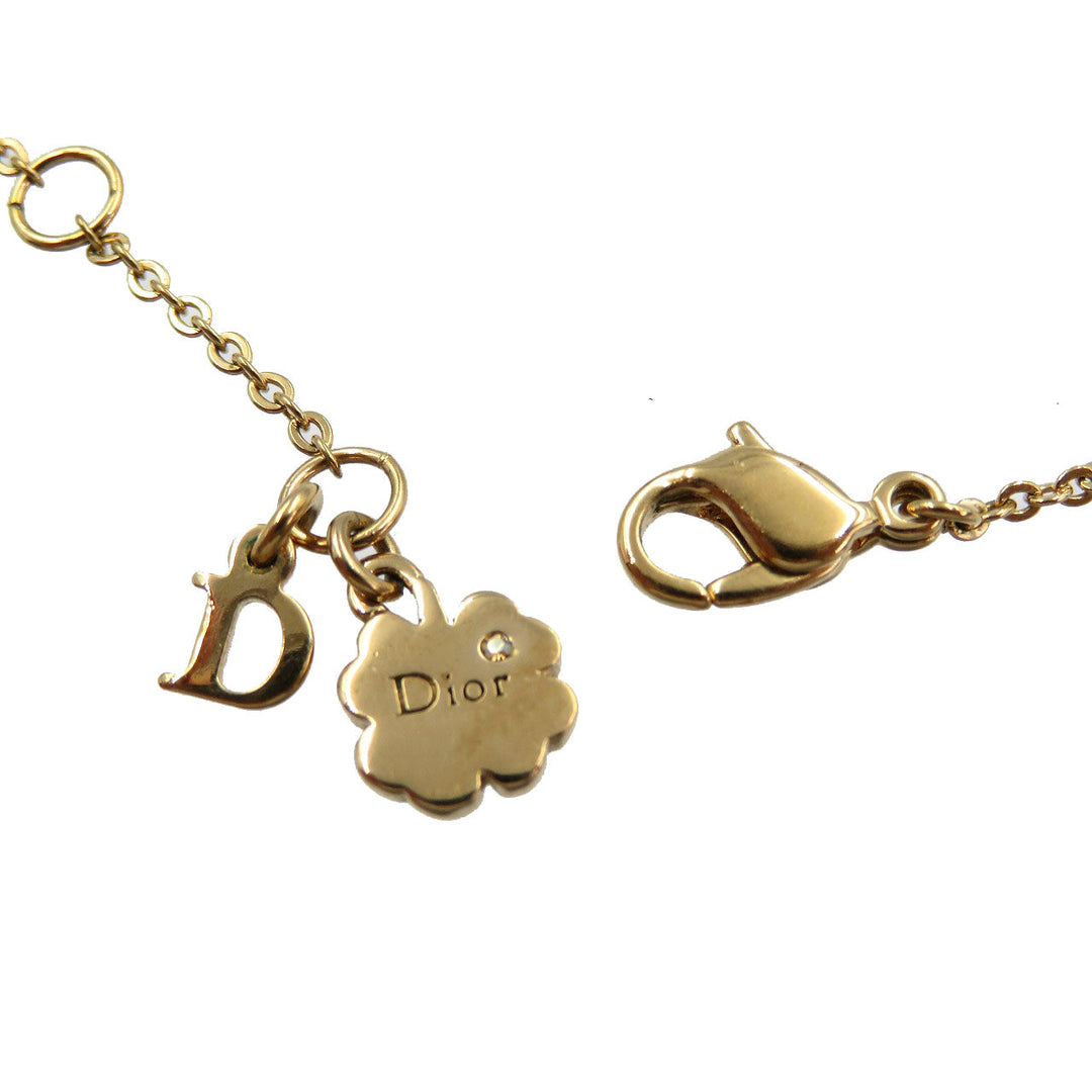 Christian Dior Necklace Metal, Rhinestone gold Women Used Authentic