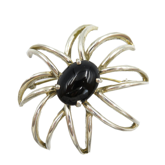 TIFFANY&Co. Brooch Silver925, Onyx Silver Fireworks Women Used Authentic
