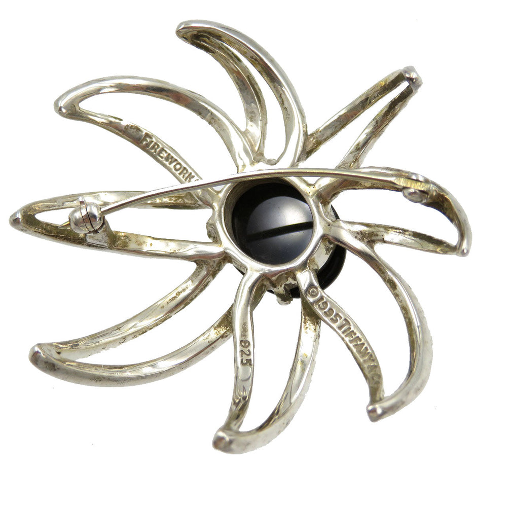TIFFANY&Co. Brooch Silver925, Onyx Silver Fireworks Women Used Authentic