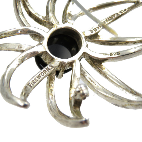 TIFFANY&Co. Brooch Silver925, Onyx Silver Fireworks Women Used Authentic