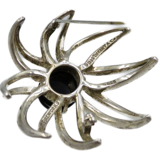 TIFFANY&Co. Brooch Silver925, Onyx Silver Fireworks Women Used Authentic