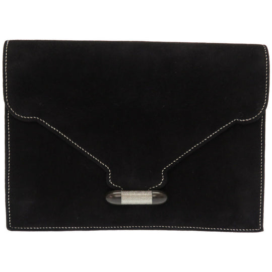 HERMES Clutch bag Doblis black Silverstitch Navet Women Used Authentic