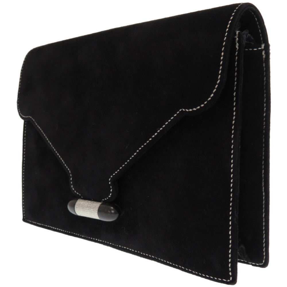 HERMES Clutch bag Doblis black Silverstitch Navet Women Used Authentic