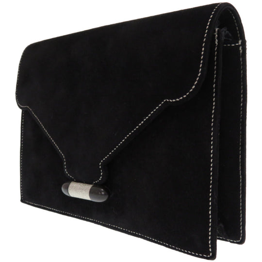 HERMES Clutch bag Doblis black Silverstitch Navet Women Used Authentic