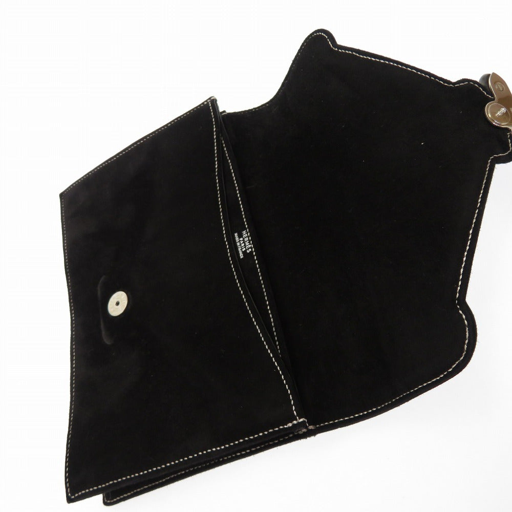 HERMES Clutch bag Doblis black Silverstitch Navet Women Used Authentic