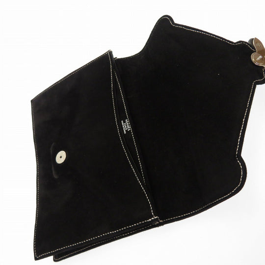 HERMES Clutch bag Doblis black Silverstitch Navet Women Used Authentic